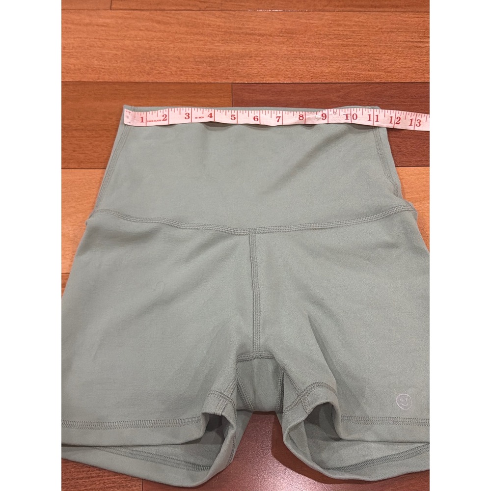 Gilly Hicks Biker Shorts Womens Sage Green High Waisted Smiley Logo Small - Picture 5 of 8